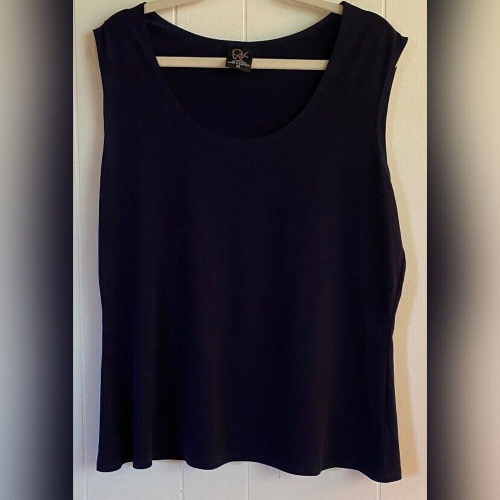 CKW Blouse Women’s 1X Blue Sleeveless Tank Stretch
